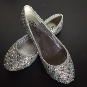 Silver Sparkly Rhinestone Ballet Flats Disco Ball